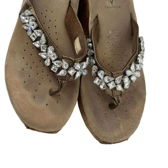 Very Volatile Platform Sandals Jeweled Bronze Metallic Python Womens Size 11 - Picture 13 of 13